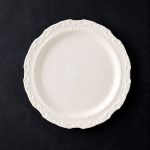 Vintage White Embossed Ceramic Dinner Plate